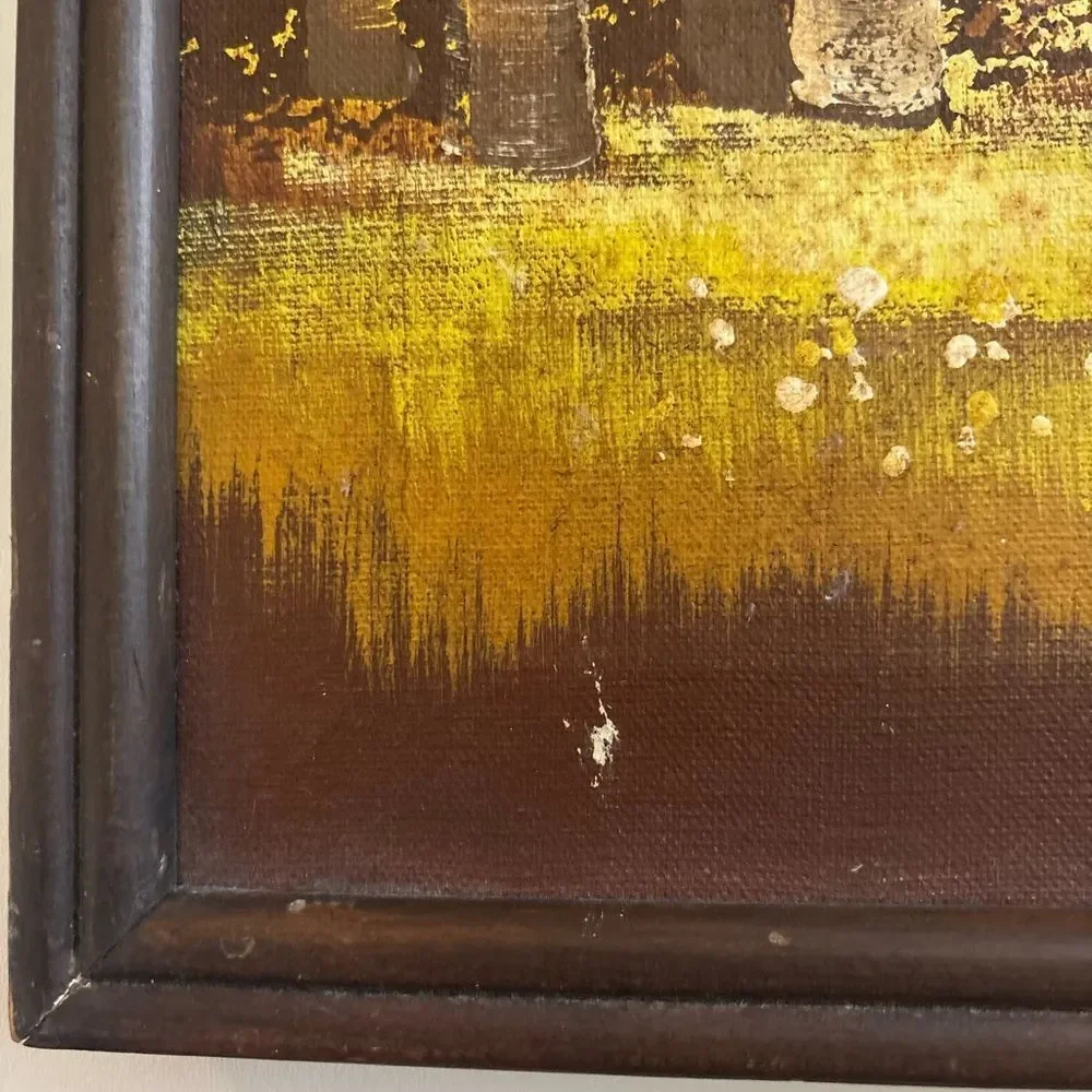 Original Mid Century Paul Brent Oil Painting ~Golden Birch Forest On Canvas